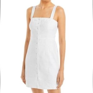 Theory Women's White Kayleigh Linen Blend Sleeveless Mini Shirtdress size 12
